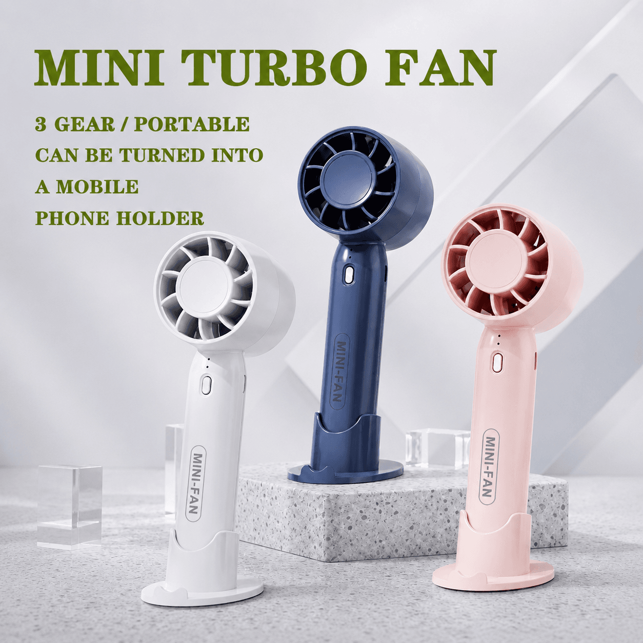 2-in-1 Turbo Fan with Phone Stand 1